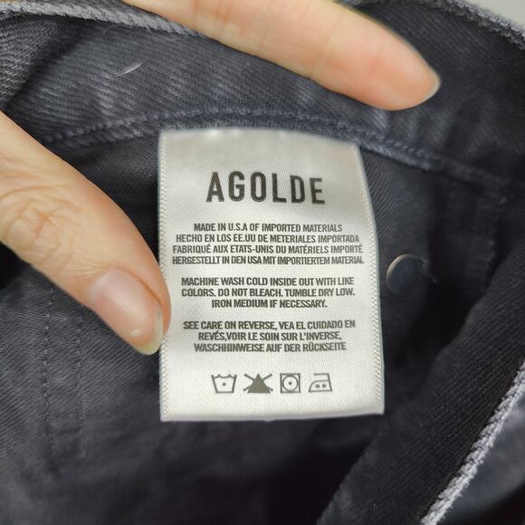 Agolde Cherie High Rise Straight Jeans Womens 26 Distressed Black Wash Organic - Picture 7 of 9